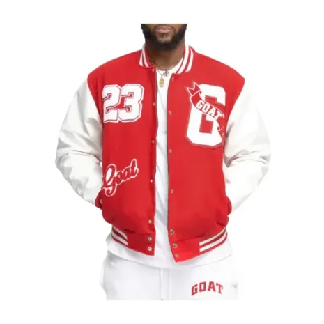23 Goat Red Letterman Varsity Jacket