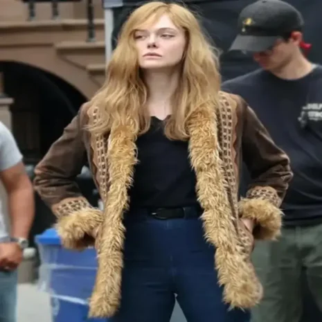 A Complete Unknown 2024 Elle Fanning Brown Jacket