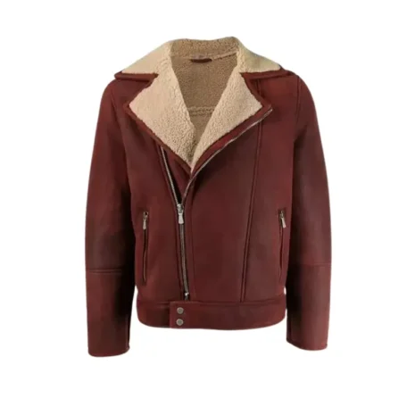 Men’s Aviator Burgundy Leather Jacket